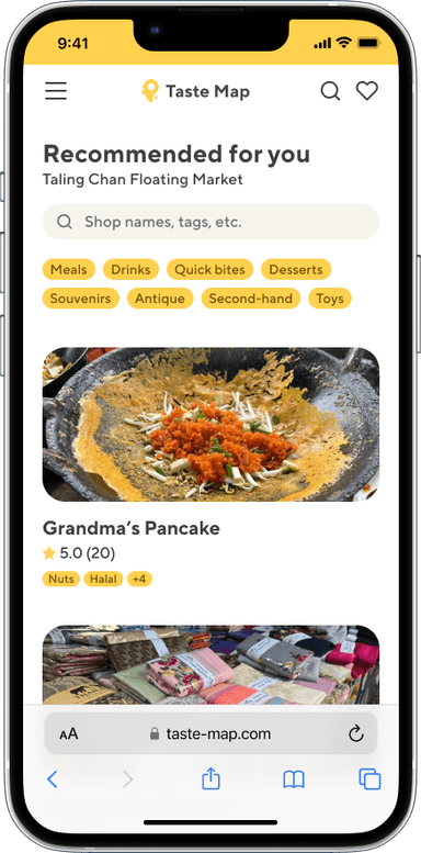 TasteMap's Market Page